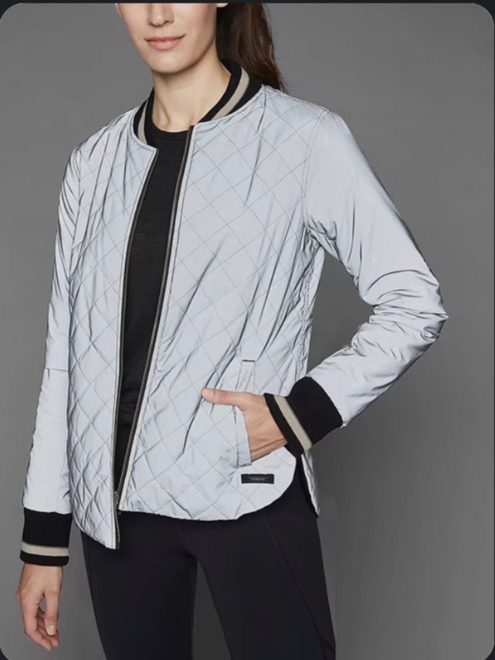 Athlete Reflective Reversible Flash Bomber Varsity Jacket NWOT SZ S